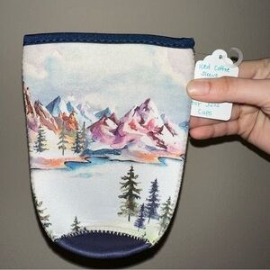 Watercolor mountains iced coffee sleeve for 32oz cups new